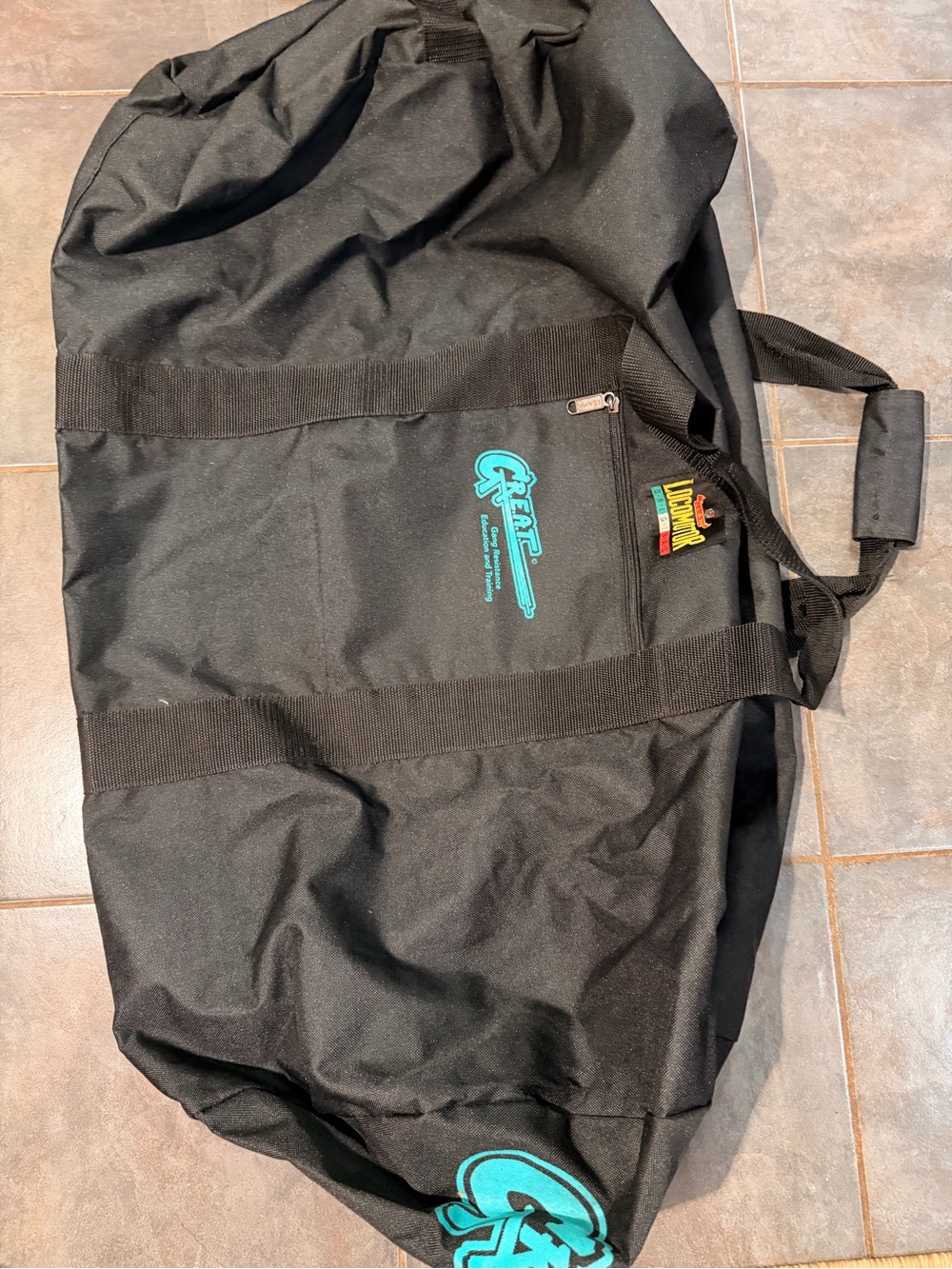 Vintage 90s Locomotor Great Gear Duffel Bag - Black with Teal Logo